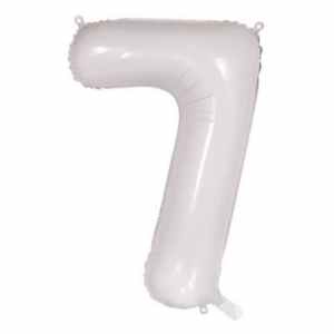 Number 7 White 86cm (34 inch) Decrotex Foil Balloon Each
