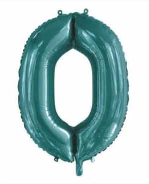 Number 0 Teal 86cm (34 inch) Decrotex Foil Balloon Each