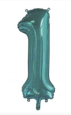 213811.jpg Number 1 Teal 86cm (34 inch) Decrotex Foil Balloon Each