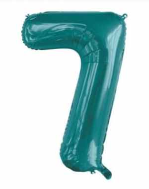 Number 7 Teal 86cm (34 inch) Decrotex Foil Balloon Each