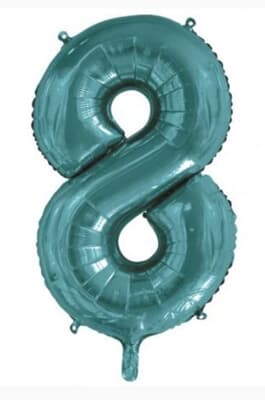 Number 8 Teal 86cm (34 inch) Decrotex Foil Balloon Each