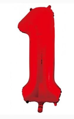 Number 1 Red 86cm (34 inch) Decrotex Foil Balloon Each
