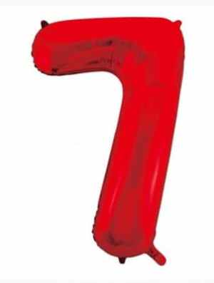Number 7 Red 86cm (34 inch) Decrotex Foil Balloon Each