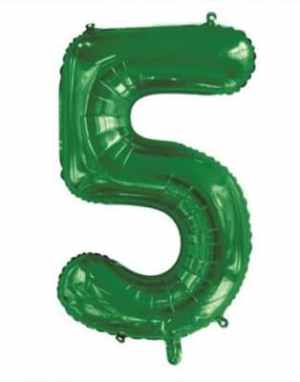 213835.jpg Number 5 Green 86cm (34 inch) Decrotex Foil Balloon Each