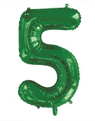 Number 5 Green 86cm (34 inch) Decrotex Foil Balloon Each