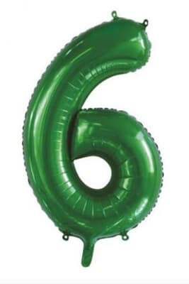 Number 6 Green 86cm (34 inch) Decrotex Foil Balloon Each