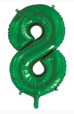 Number 8 Green 86cm (34 inch) Decrotex Foil Balloon Each