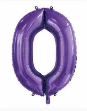 Number 0 Purple 86cm (34 inch) Decrotex Foil Balloon Each