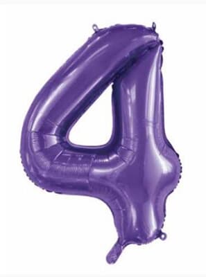 213844.jpg Number 4 Purple 86cm (34 inch) Decrotex Foil Balloon Each