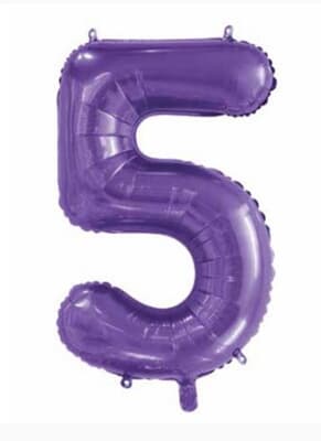 Number 5 Purple 86cm (34 inch) Decrotex Foil Balloon Each
