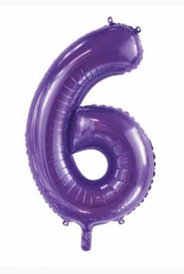 Number 6 Purple 86cm (34 inch) Decrotex Foil Balloon Each