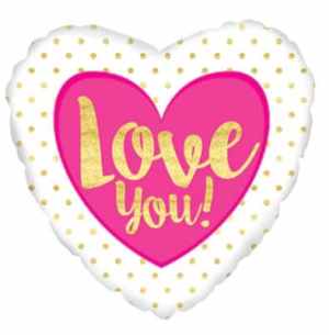 Love You! Heart Foil 23cm Each