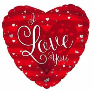 224089.jpg I Love You Stripes Heart Foil 23cm Each