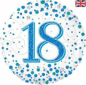 Oaktree 18 Birthday Blue Sparkling Fizz Holographic 45cm Foil Each