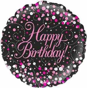 Oaktree Sparkling Fizz Birthday Black and Pink 45cm Foil Each