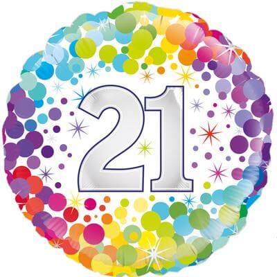 Oaktree 21st  Colourful Confetti Birthday 45cm Foil Each