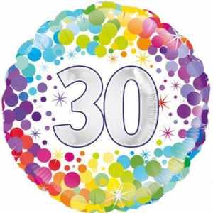 Oaktree 30th Colourful Confetti Birthday 45cm Foil Each