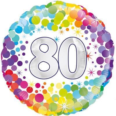 Oaktree 80th Colourful Confetti Birthday 45cm Foil Each
