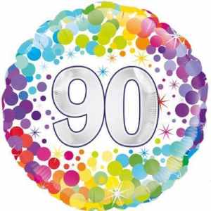 Oaktree 90th Colourful Confetti Birthday 45cm Foil Each