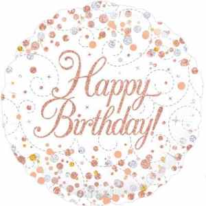 Oaktree Sparkling Fizz Birthday White and Rose gold 45cm Foil Each