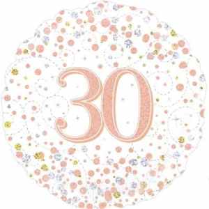 Oaktree 30th Sparkling Fizz Birthday White and Rose Gold 45cm Foil Each