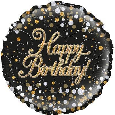 Oaktree Sparkling Fizz Birthday Black and Gold 45cm Foil Each