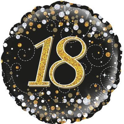 227239.jpg Oaktree 18th Sparkling Fizz Birthday Black and Gold 45cm Foil Each