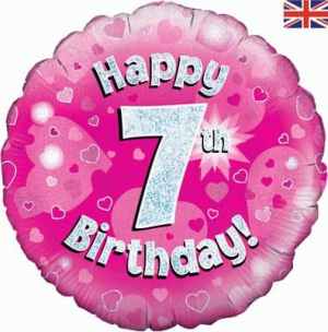 Oaktree Happy 7th Birthday Pink Holographic 45cm Foil Each