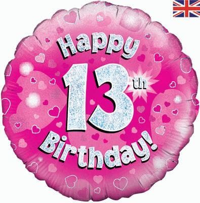 227642.jpg Oaktree Happy 13th Pink Holographic 45cm Foil Pack