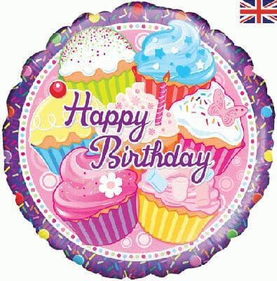 Oaktree Cupcake Birthday - Holographic 45cm Foil. Each