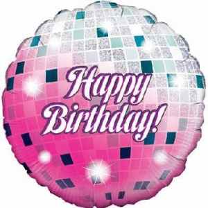 Oaktree Gltter Ball Birthday Holographic 45cm Foil Each