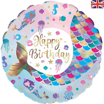 Oaktree Shimmering Mermaid Birthday Iridescent 45cm Foil Each