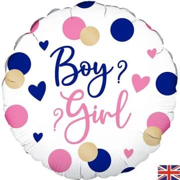 229936.jpg Oaktree Pink and Navy Boy or Girl Gender Reveal 45cm Foil Each