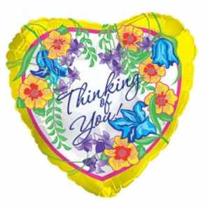 Thinking of You Floral Heart Foil balloon 11cm. Each