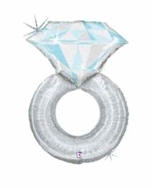 Party Deco Foil Balloon Wedding Ring Silver 31in EA