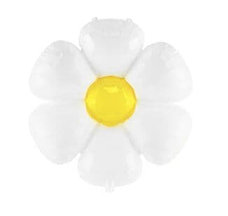 Party Deco Foil Balloon White Daisy With Yellow 97x103cm EA