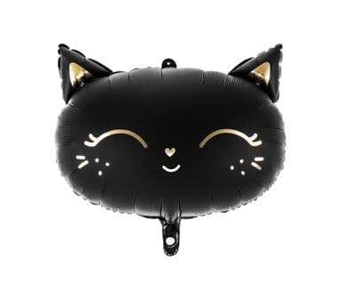 2684.jpg Party Deco Foil Balloon Matte Balck with Gold Detail Cat 48x36cm EA