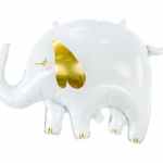 Party Deco Foil Balloon White Elephant With Gold Detail 83x58cm EA
