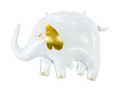 2691.jpg Party Deco Foil Balloon White Elephant With Gold Detail 83x58cm EA