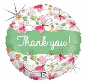 Floral Thank You Holographic 23cm Each