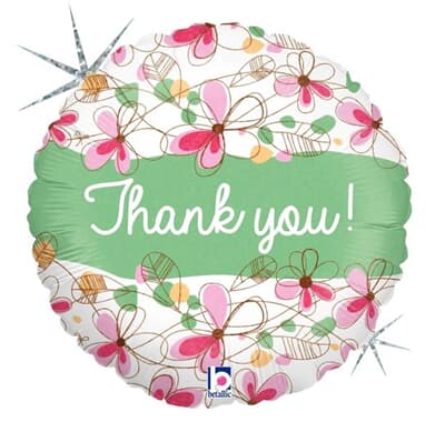 32170.jpg Floral Thank You Holographic 23cm Each