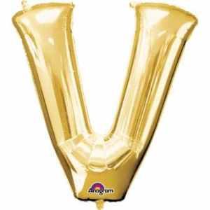 Letter V Gold 16in 40.5cm EA