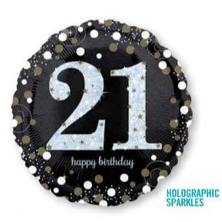 33238.jpg Sparkling Birthday 21 Holographic Sparkles 45cm Each