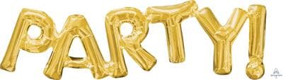 SuperShape Phrase PARTY Gold. 83cm  x 22cm Each