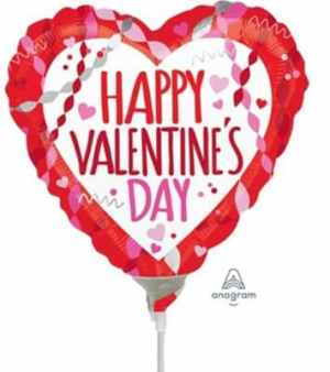 Happy Valentine's Day! Streamers & Confetti 10cm. Inflation Available. Pack