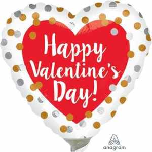 Happy Valentines Day Gold and Silver Dots 10cm. Inflation Available. Pack