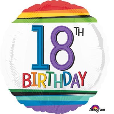 34432.jpg Rainbow Birthday 18 HEXL 43cm NEW Each