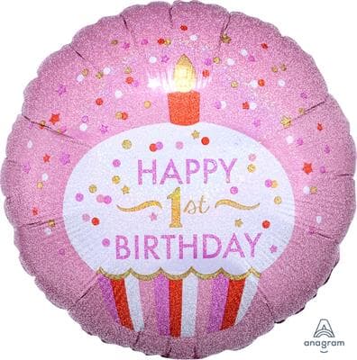 34529.jpg 1st Birthday cupcake Girl 45cm Each