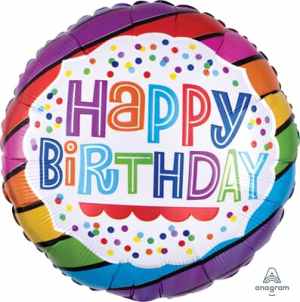 35145.jpg Happy Birthday Bright Stripes HEXL 43cm Each