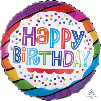 35145.jpg Happy Birthday Bright Stripes HEXL 43cm Each